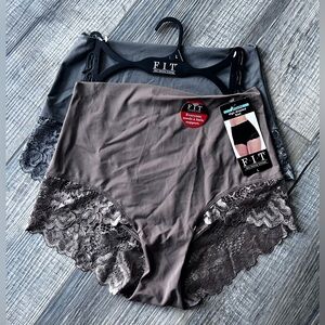 Women's Lace High-Waist Panties - Gray and Brown